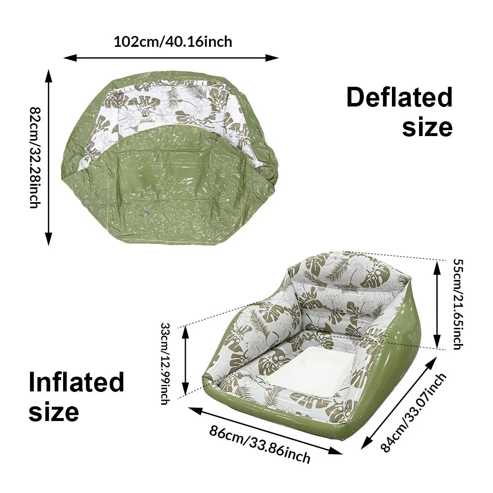 Adult Large Tropical Inflatable Water Sofa with Cup Holder