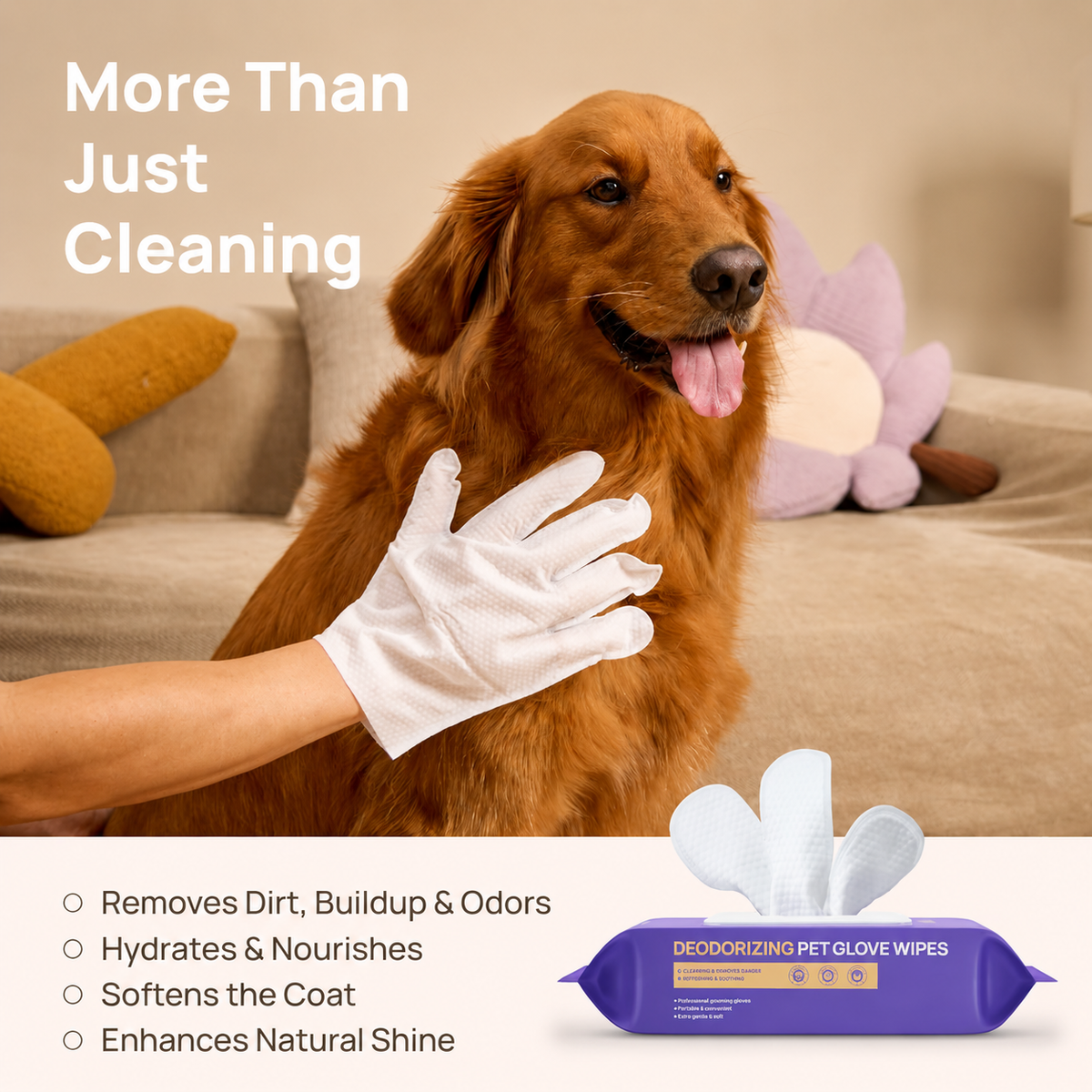 Pet Cleaning Gloves for Dogs & Cats – No-Rinse Grooming Wipes for Easy Fur & Paw Cleaning