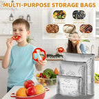 Reusable Stand-Up Food Storage Bags with Zipper Seal & Labels