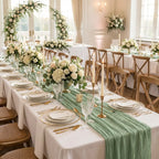 10 ft Sage Green Cheesecloth Table Runner for Weddings