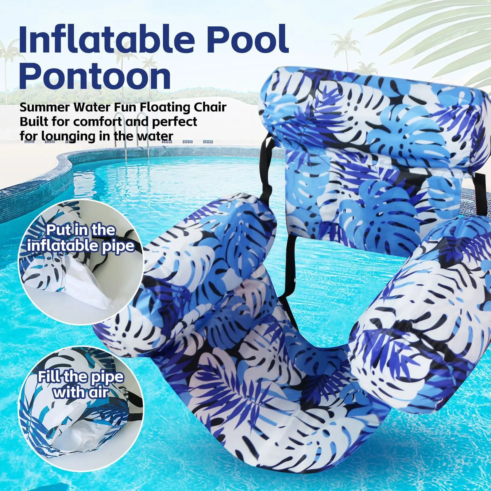 3 Pack-Inflatable Pool Hammock Lounge Chair