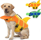 Shark Dog Life Jacket with Neck Support – Keep Your Dog Safe & Comfortable While Swimming, High Buoyancy Float Vest with Rescue Handle