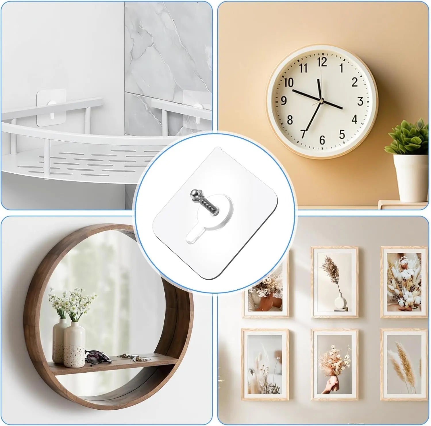40-Piece Self-Adhesive Wall Frame Hooks